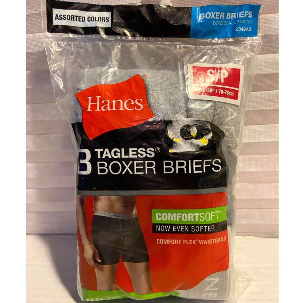 HANES 3 Tagless Boxer Briefs Size S Comfort Flex Waist Super Soft Brand New!